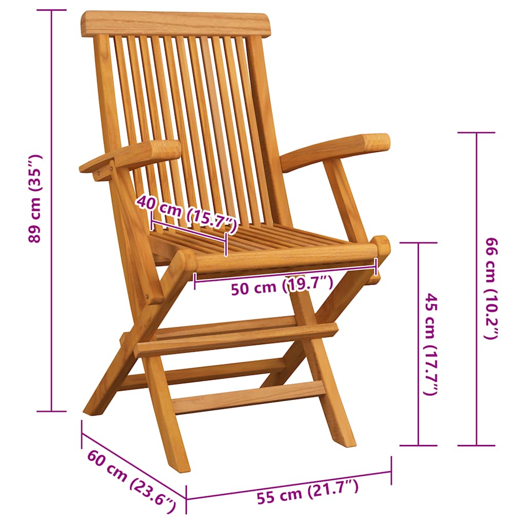 Klappstühle mit grauen Kissen, 4 Stück, Massivholz Teakholz