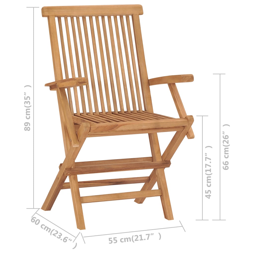 Klappstühle mit anthrazitfarbenen Kissen, 4-teilig, Massivholz Teakholz