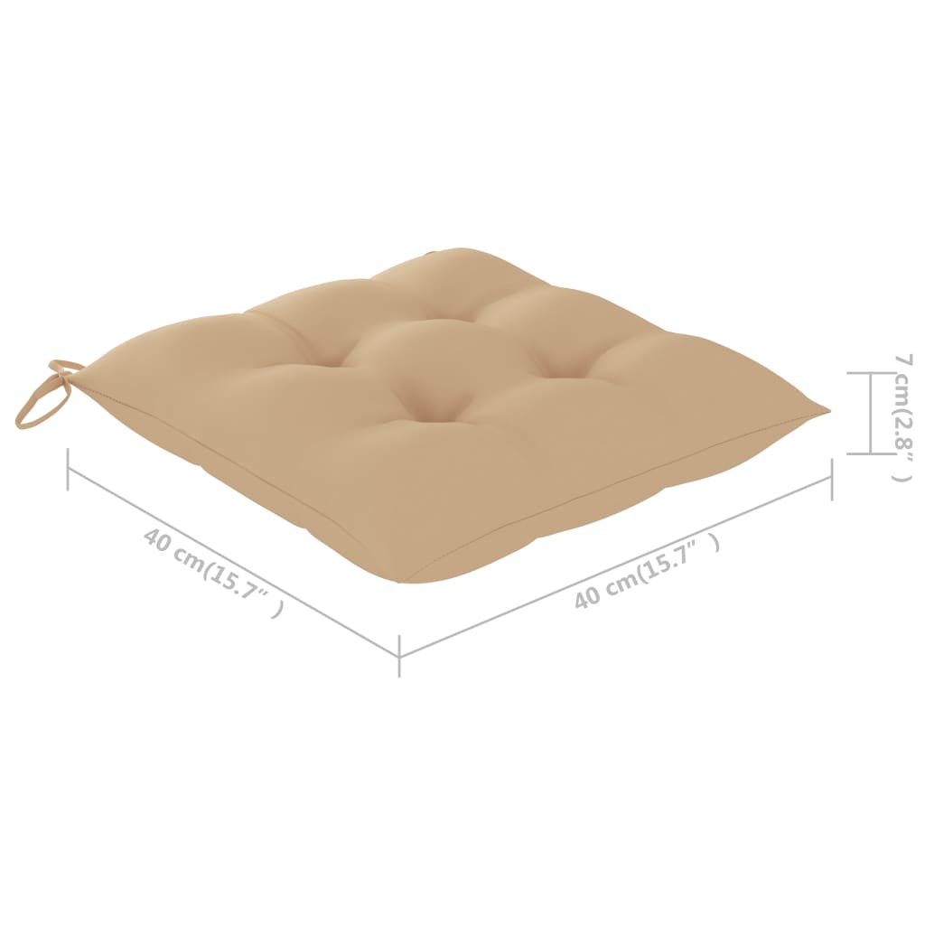 Gartenstühle mit Beige Kissen 4 Stk. Massivholz Teak