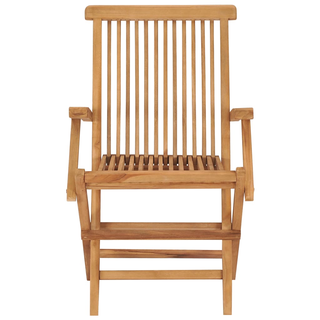 Klappstühle mit roten Kissen, 4 Stück, Massivholz Teakholz