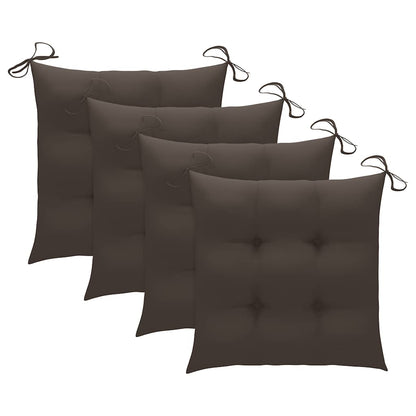Klappstühle mit taupefarbenen Kissen, 4-teilig, Massivholz Teakholz