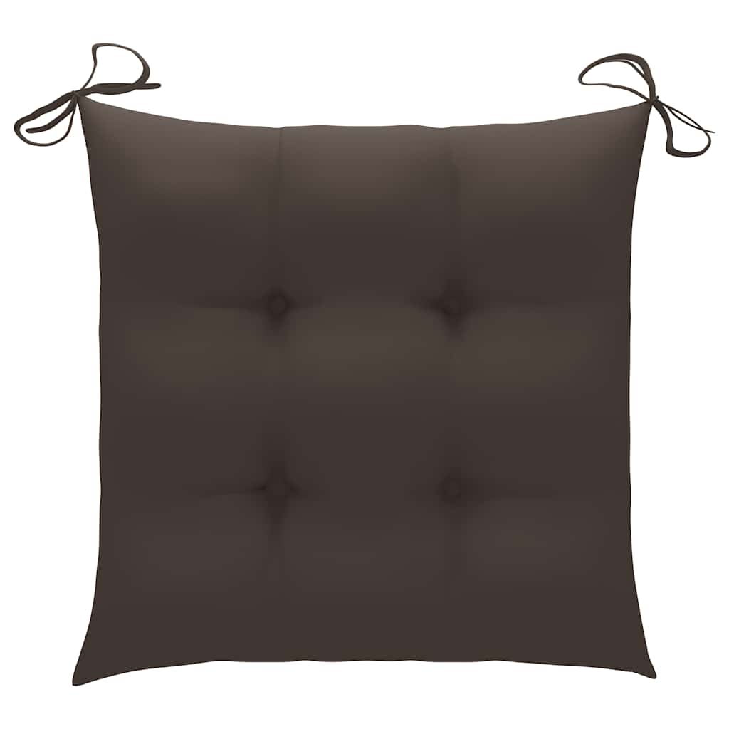 Klappstühle mit taupefarbenen Kissen, 4-teilig, Massivholz Teakholz
