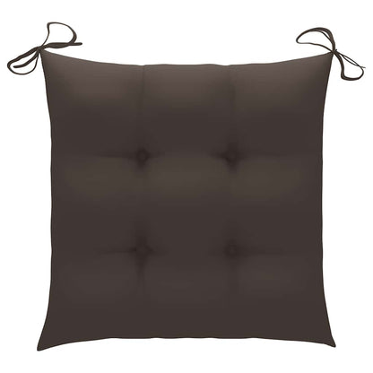 Klappstühle mit taupefarbenen Kissen, 4-teilig, Massivholz Teakholz
