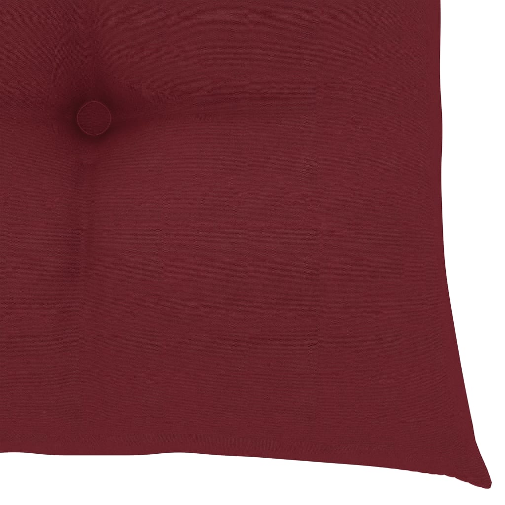 Klappstühle mit weinroten Kissen, 4 Stück, Massivholz Teakholz