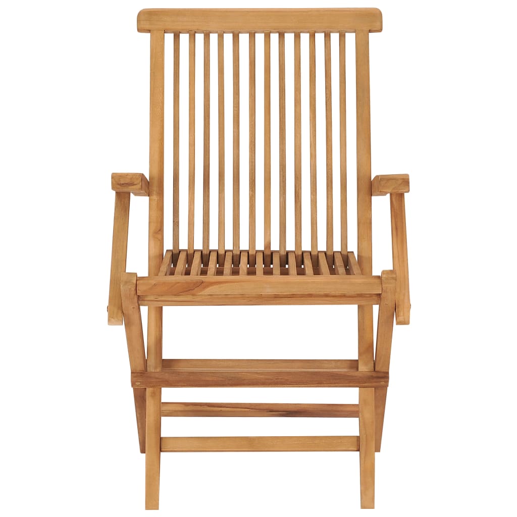 Klappstühle mit weinroten Kissen, 4 Stück, Massivholz Teakholz