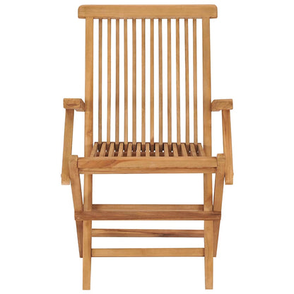 Klappstühle mit weinroten Kissen, 4 Stück, Massivholz Teakholz