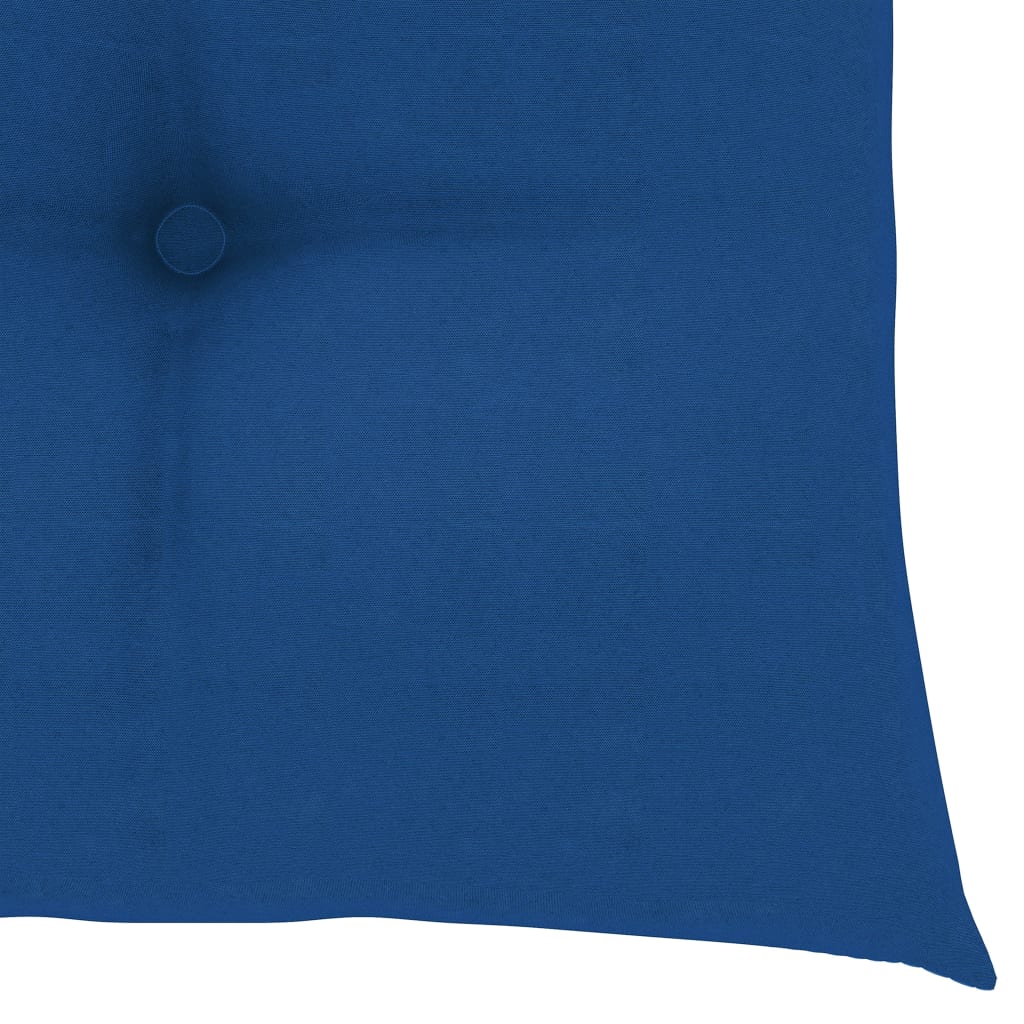 Klappstühle mit blauen Kissen, 4 Stück, Massivholz Teakholz