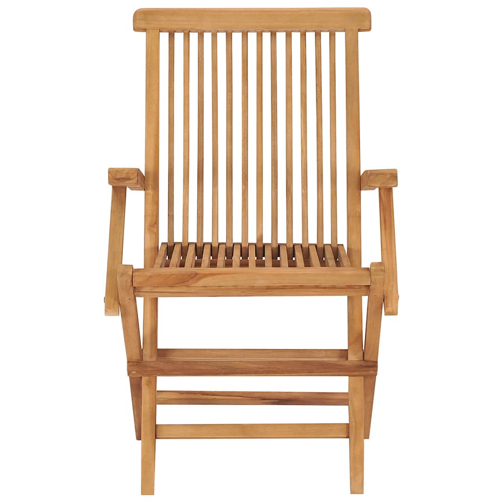 Klappstühle mit blauen Kissen, 4 Stück, Massivholz Teakholz