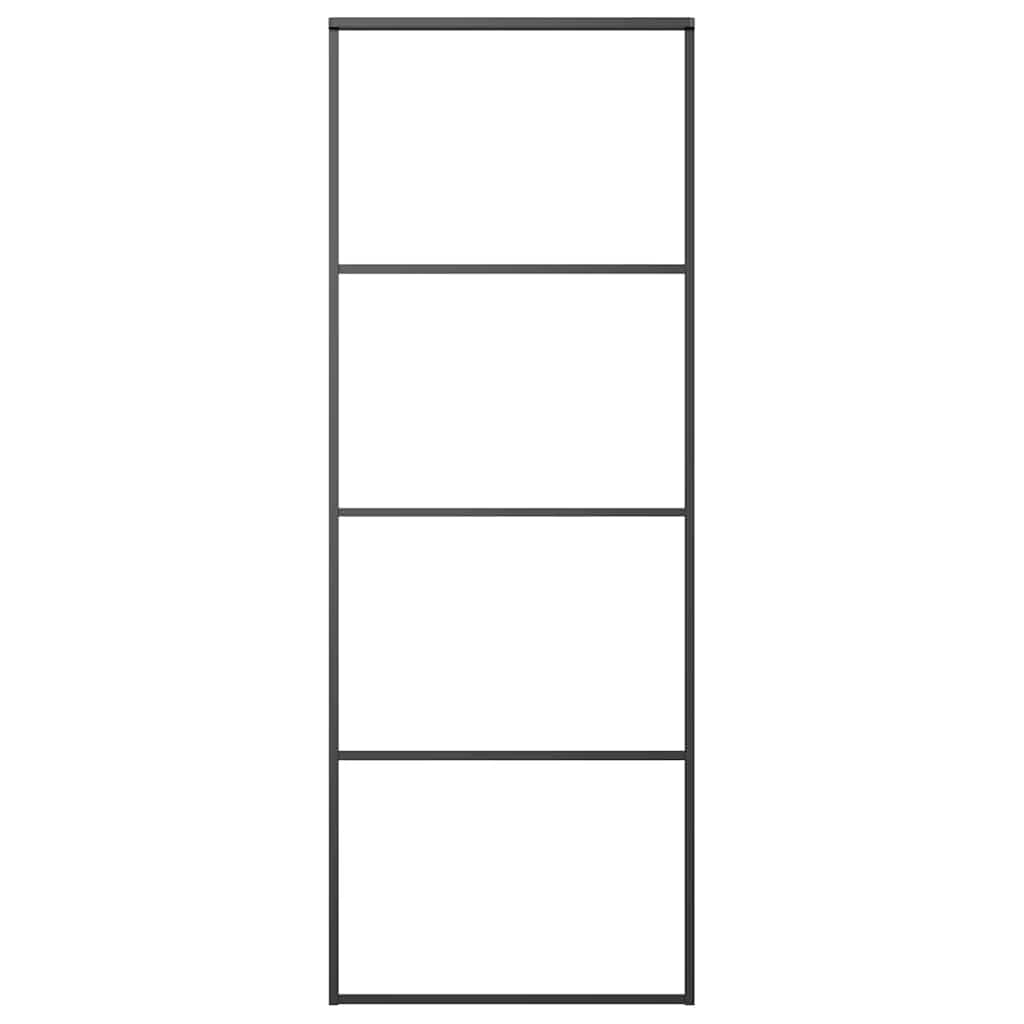 Schiebetür Aluminium und ESG Glas 76x205 cm Schwarz