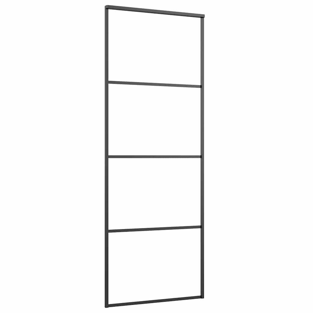 Schiebetür Aluminium und ESG Glas 76x205 cm Schwarz