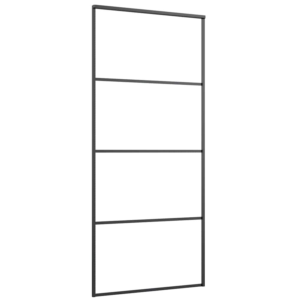 Schiebetür Aluminium und ESG Glas 90x205 cm Schwarz