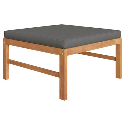 3-tlg. Garten-Lounge-Set mit Dunkelgrauen Kissen Teakholz