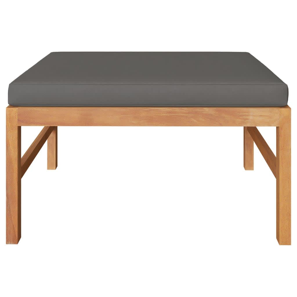 3-tlg. Garten-Lounge-Set mit Dunkelgrauen Kissen Teakholz