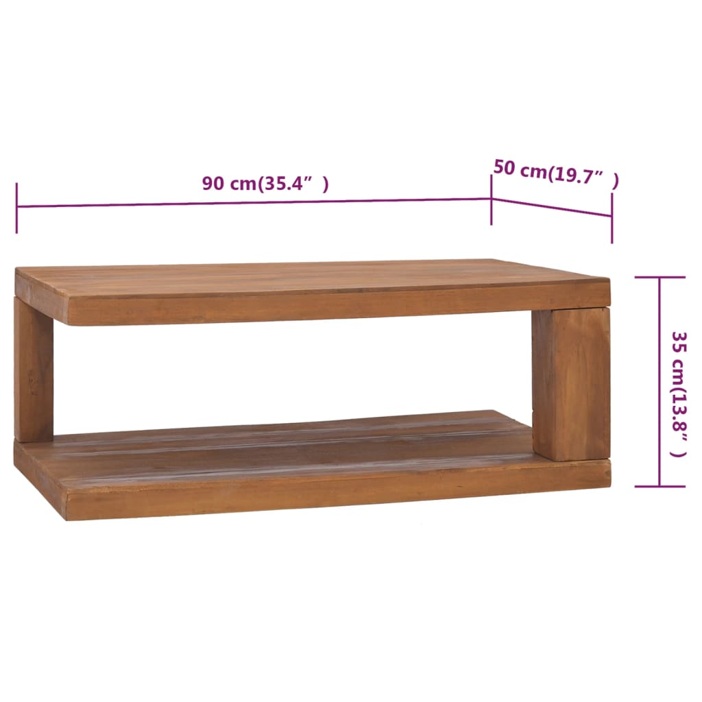 Couchtisch 90x50x35 cm Teak Massivholz