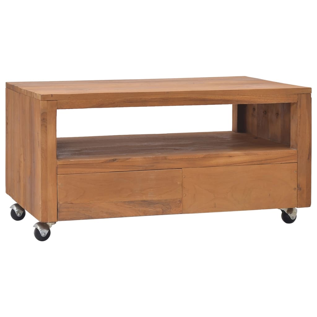 TV-Schrank mit Rollen 80x50x42 cm Teak Massivholz