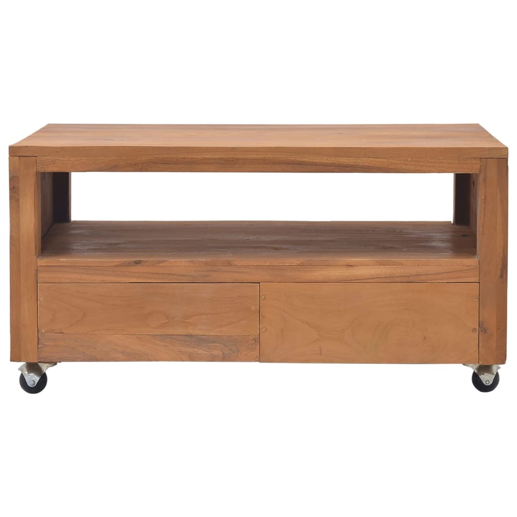 TV-Schrank mit Rollen 80x50x42 cm Teak Massivholz
