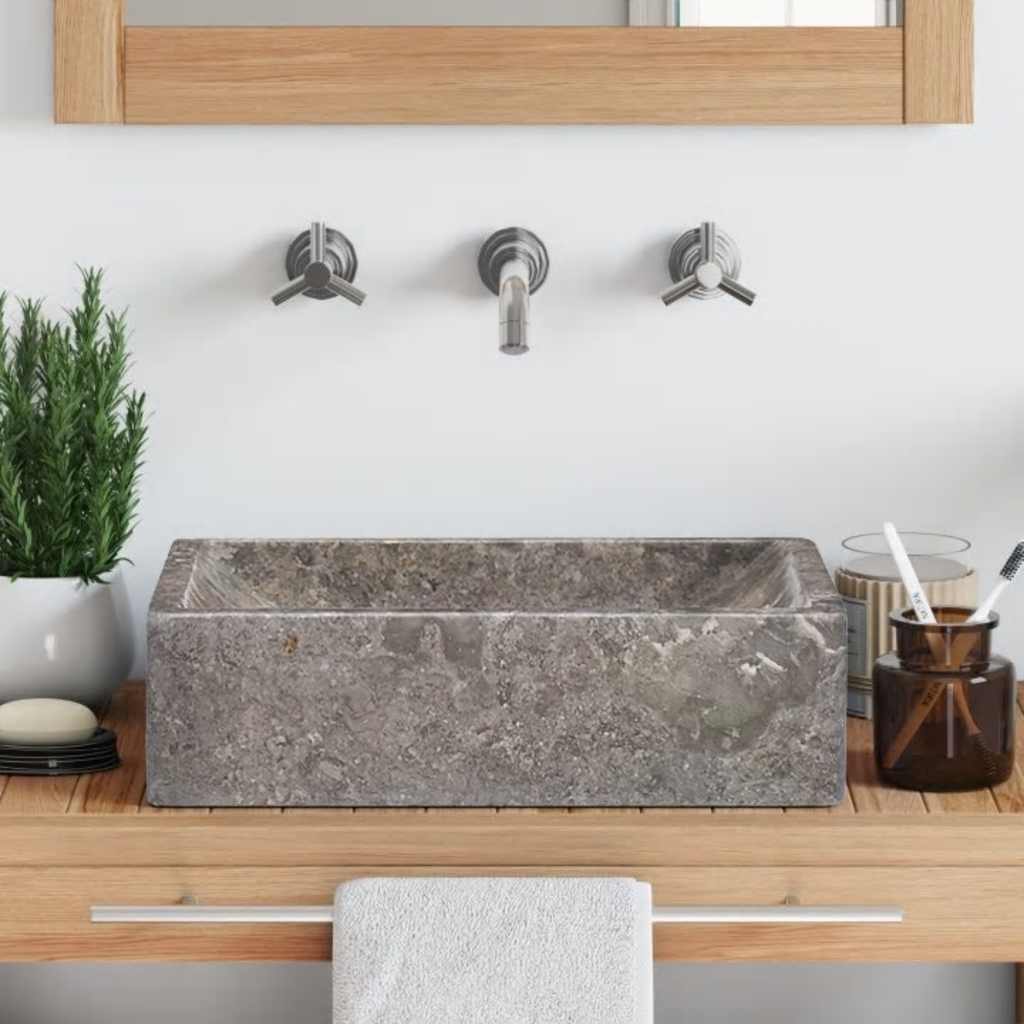 Waschbecken 45x30x12 cm Marmor Hochglanz-Grau