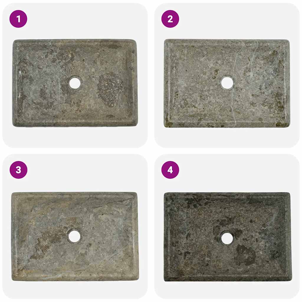 Waschbecken Grau 50x35x10 cm Marmor
