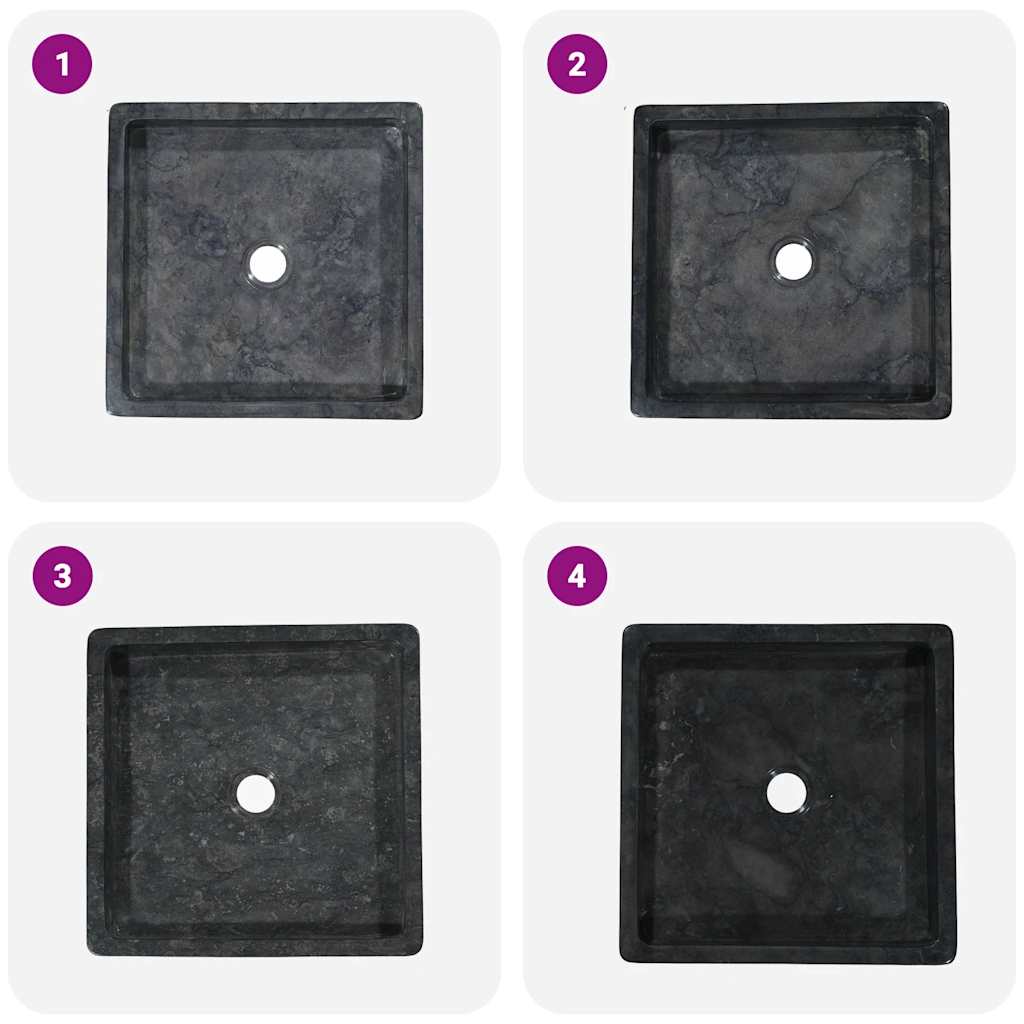 Waschbecken Schwarz 40x40x10 cm Marmor