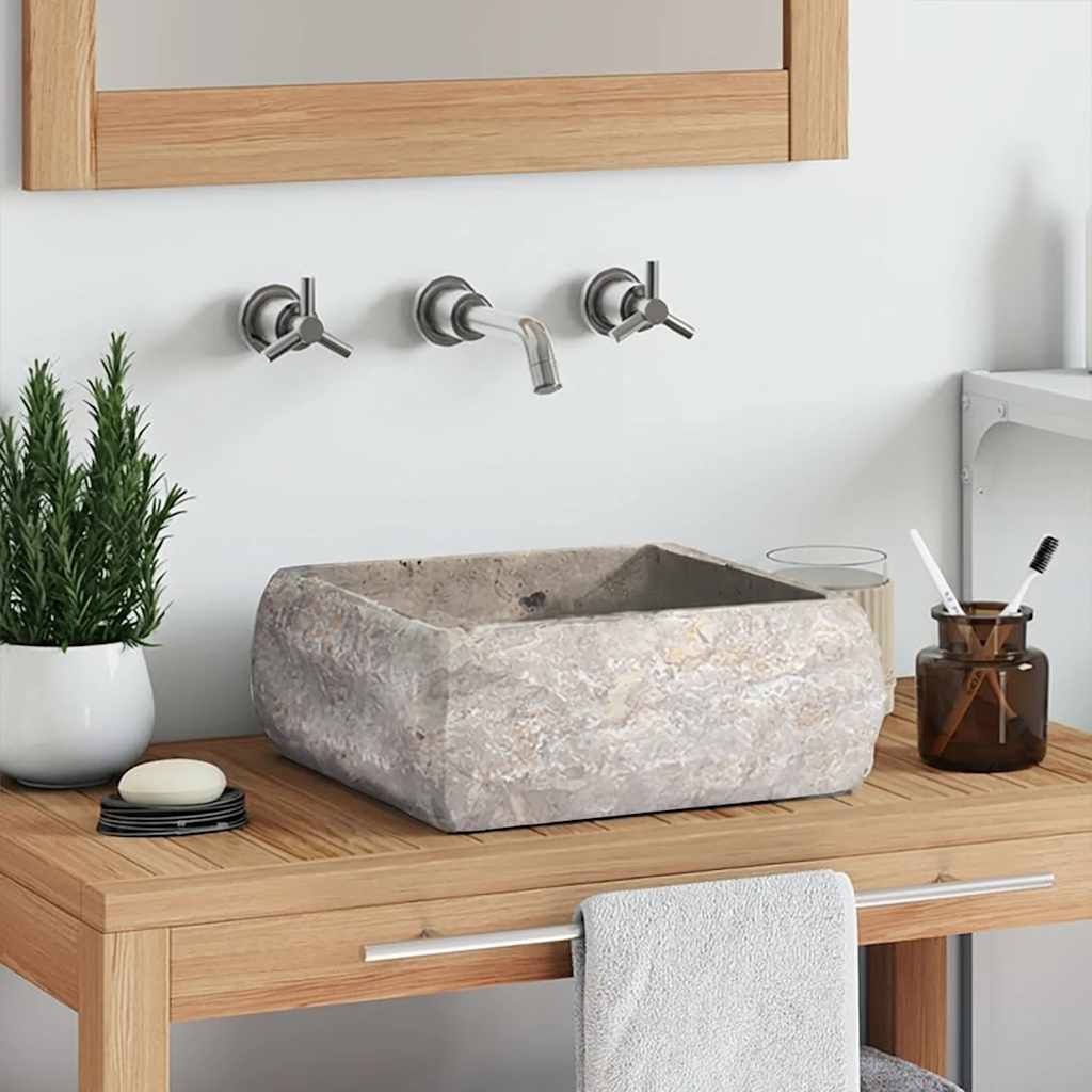 Waschbecken Grau 30x30x13 cm Marmor
