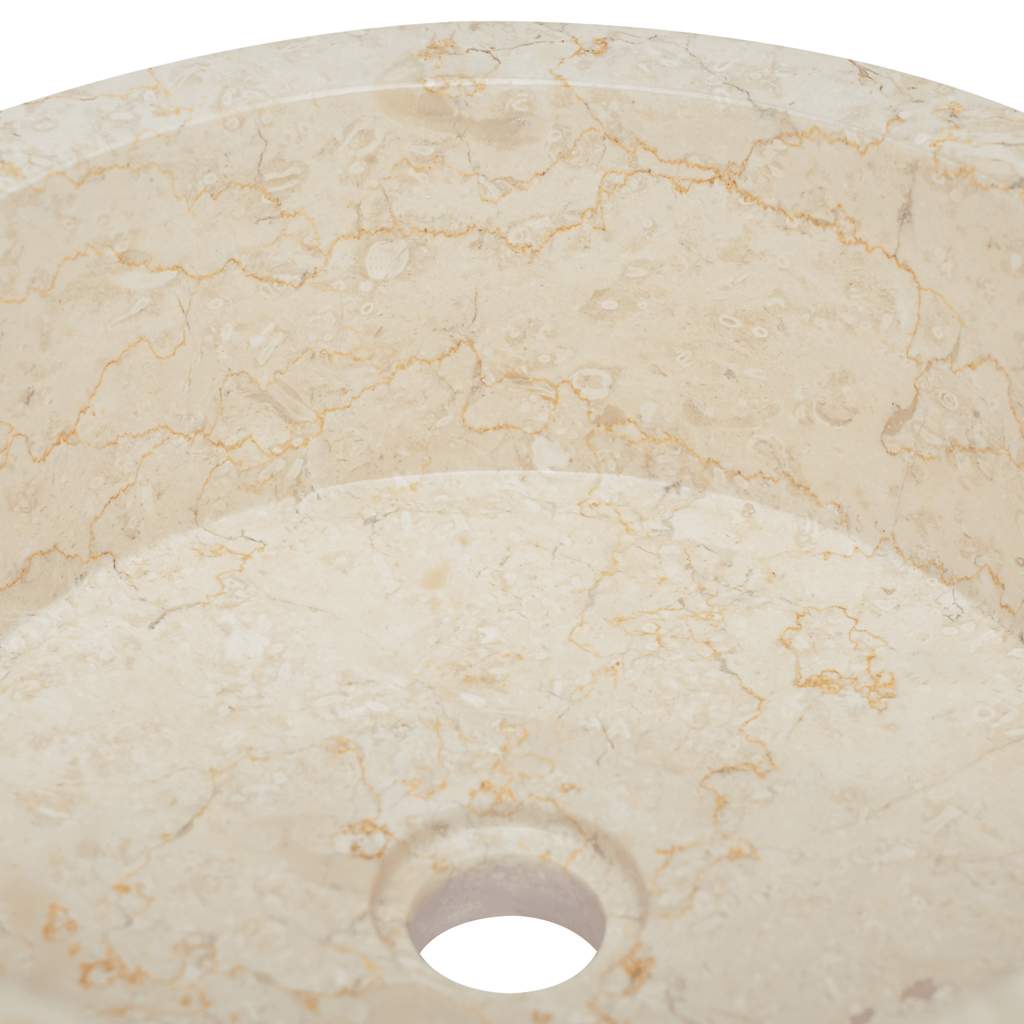 Waschbecken Creme Ø40x15 cm Marmor