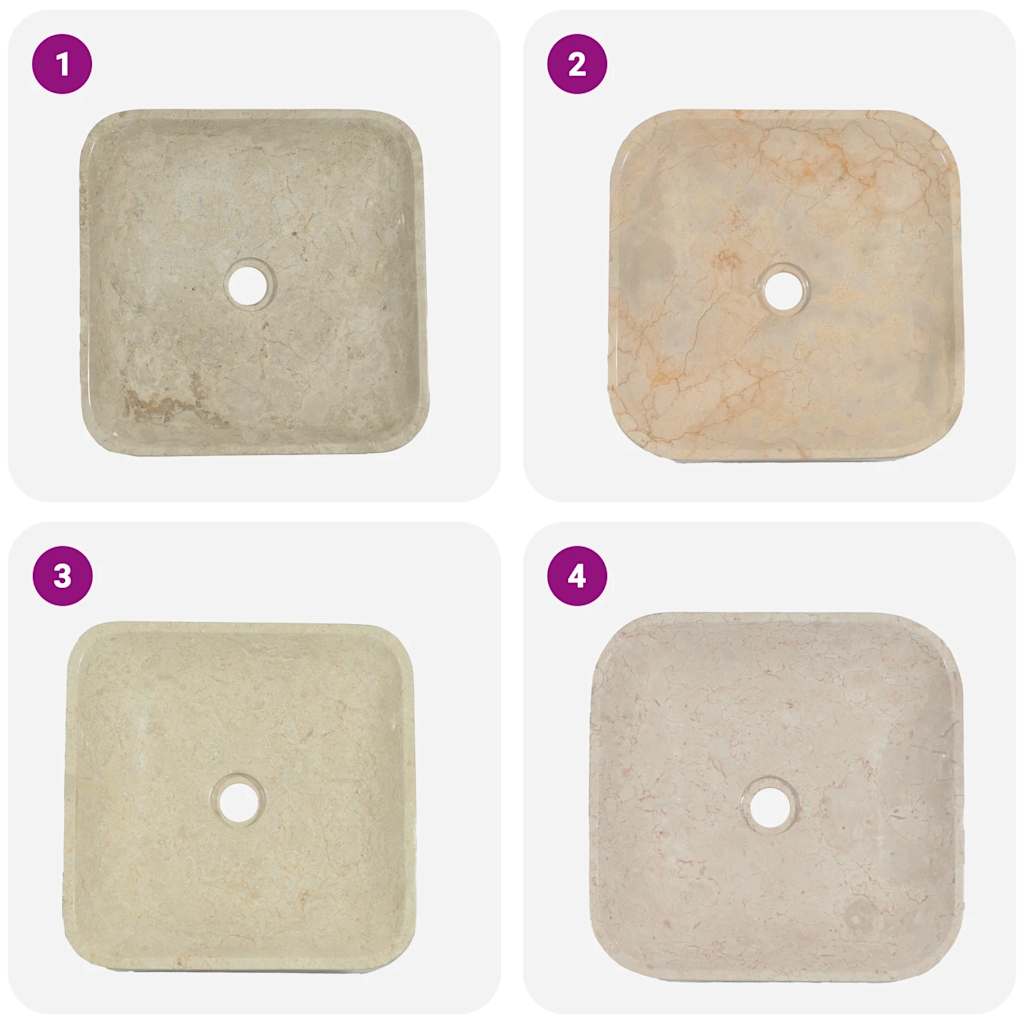 Waschbecken Creme 40x40x10 cm Marmor