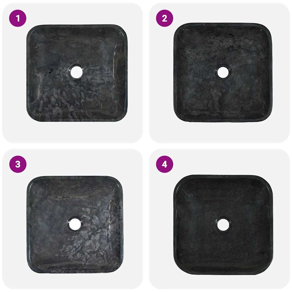 Waschbecken Schwarz 40x40x10 cm Marmor