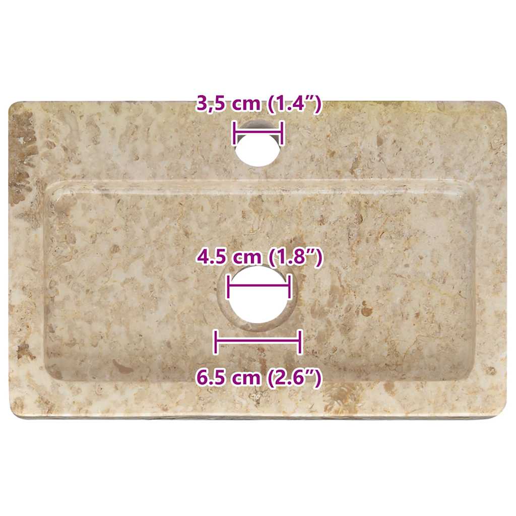 Wandwaschbecken Creme 38x24x6,5 cm Marmor