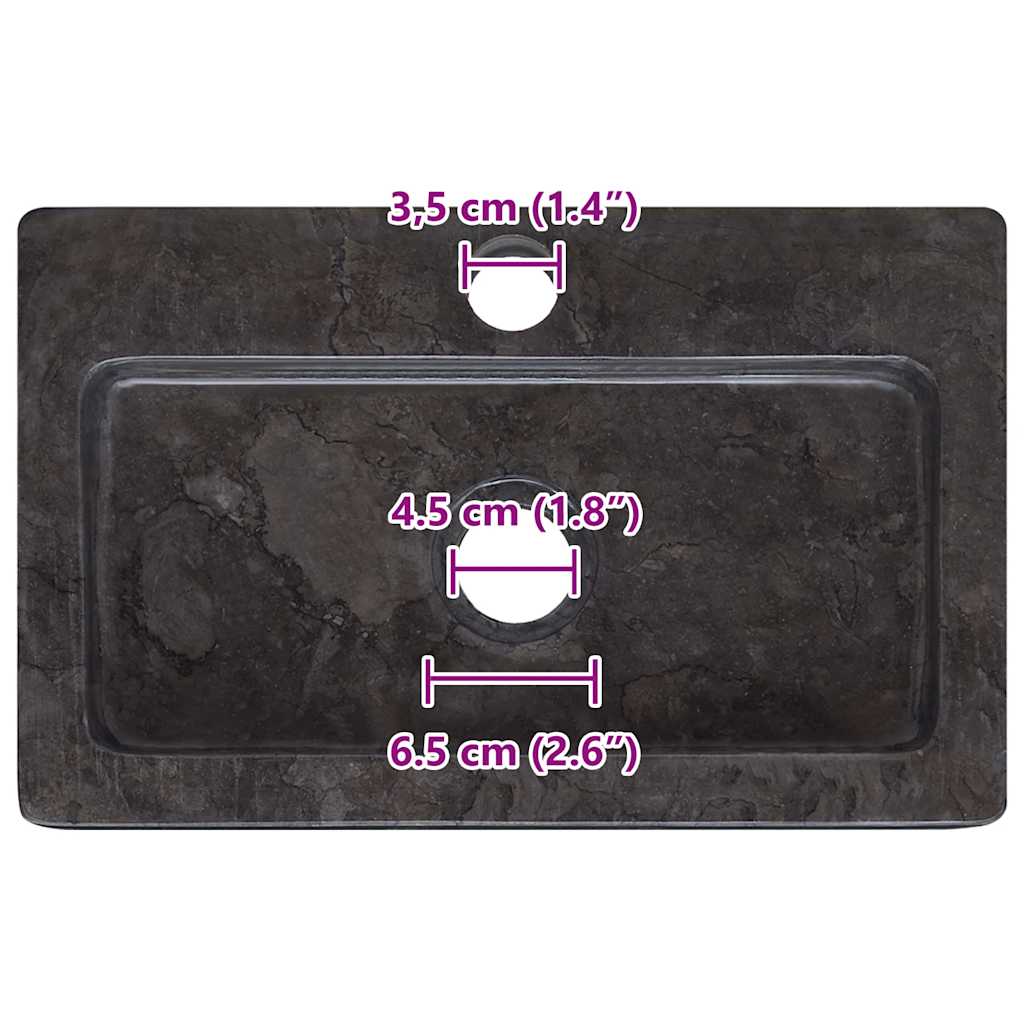 Wandwaschbecken Schwarz 38x24x6,5 cm Marmor