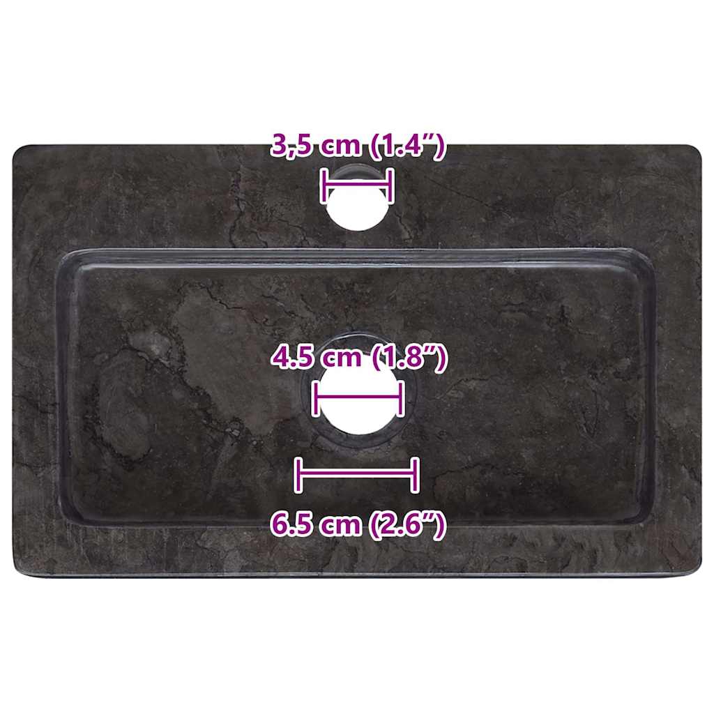 Wandwaschbecken Schwarz 38x24x6,5 cm Marmor