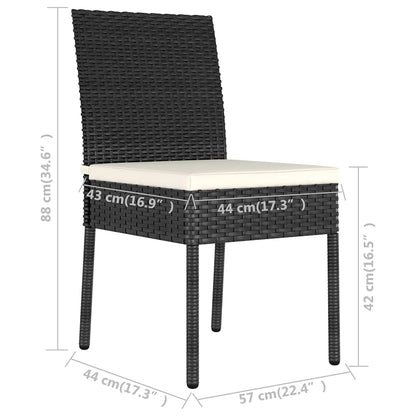 9-tlg. Garten-Essgruppe Poly Rattan Schwarz
