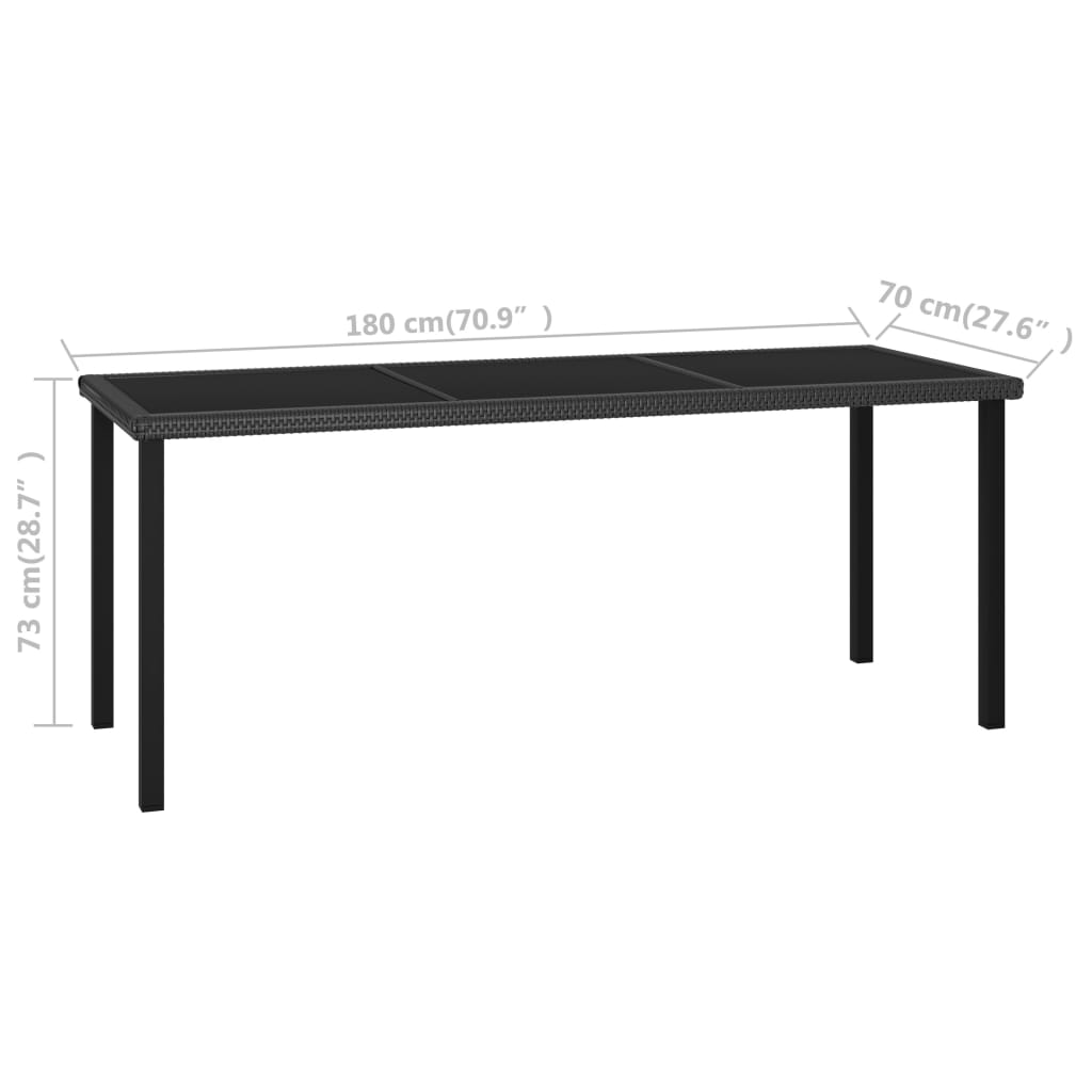 9-tlg. Garten-Essgruppe Poly Rattan Schwarz