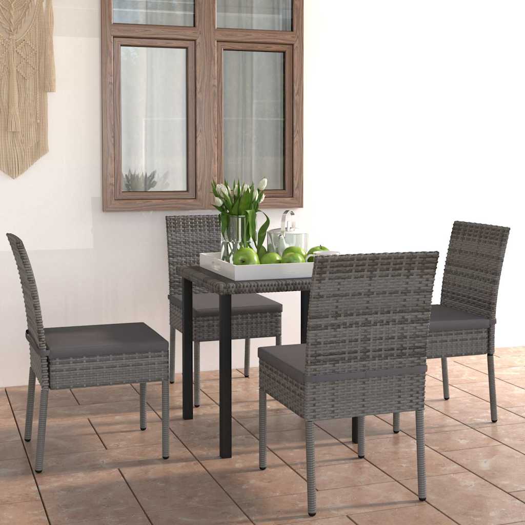 5-tlg. Garten-Essgruppe Poly Rattan Grau