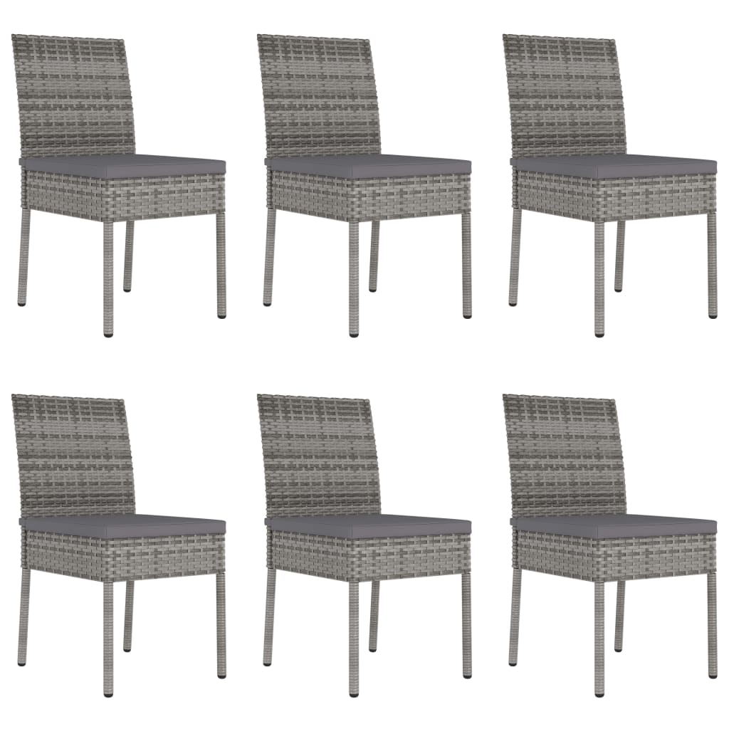 7-tlg. Garten-Essgruppe Poly Rattan Grau