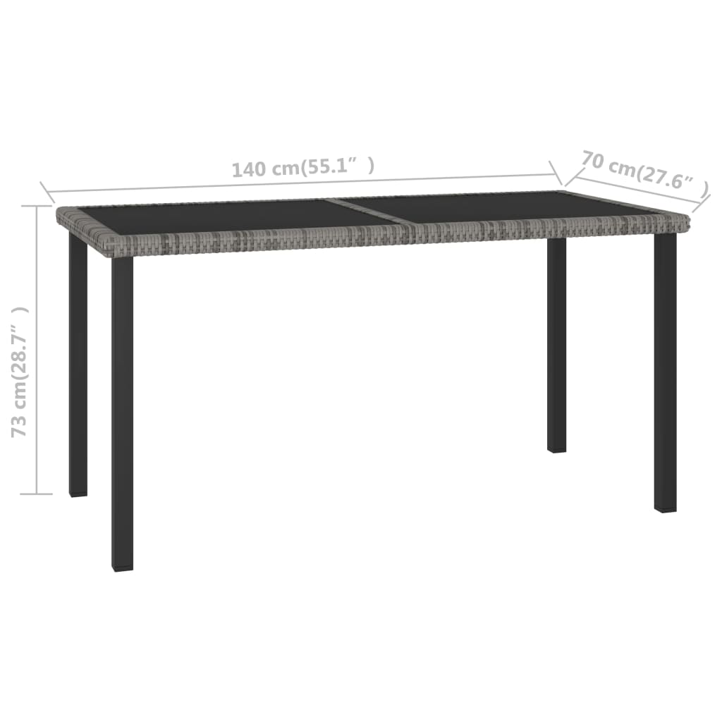 7-tlg. Garten-Essgruppe Poly Rattan Grau