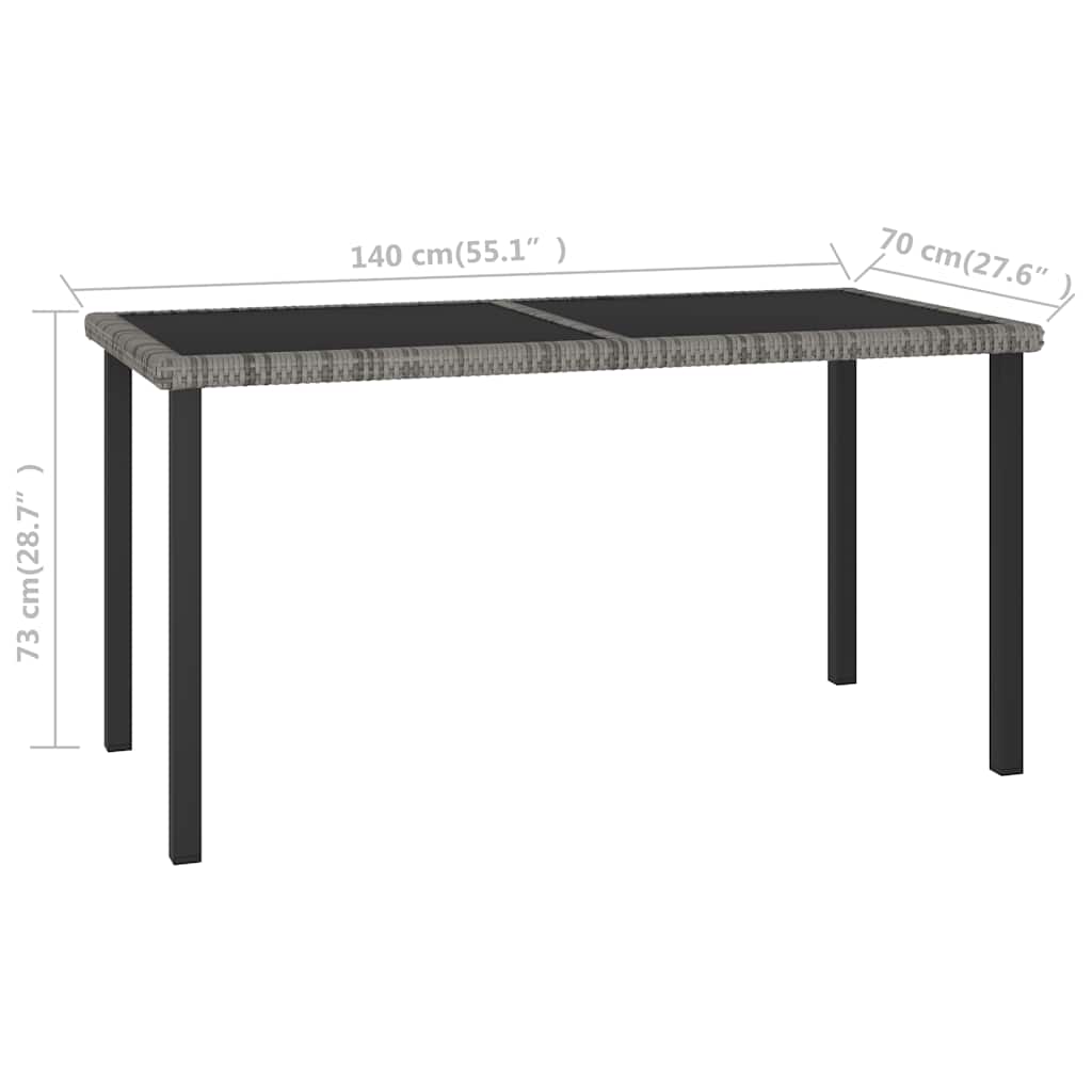 7-tlg. Garten-Essgruppe Poly Rattan Grau
