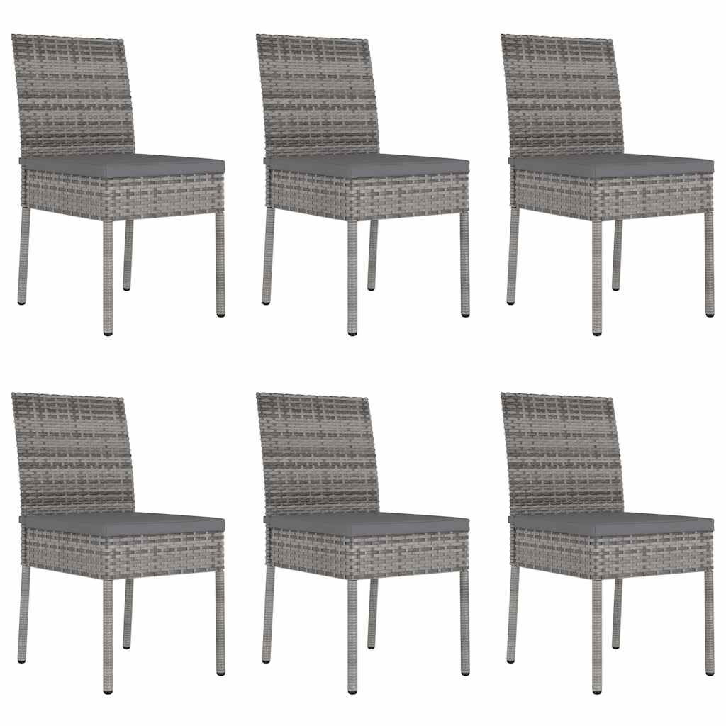 7-tlg. Garten-Essgruppe Poly Rattan Grau