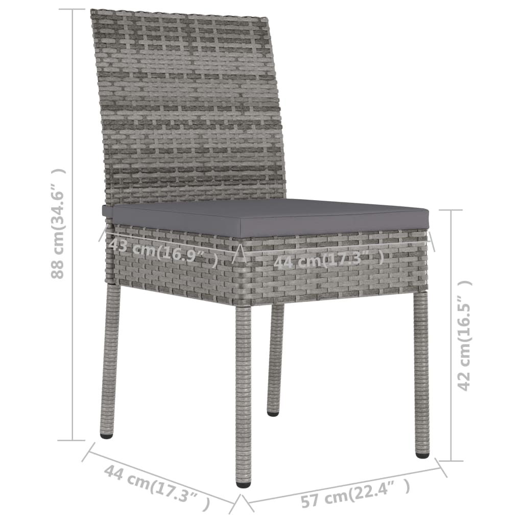 9-tlg. Garten-Essgruppe Poly Rattan Grau