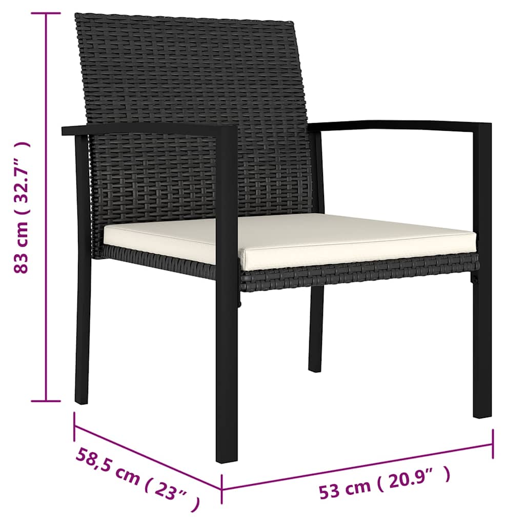 7-tlg. Garten-Essgruppe Poly Rattan Schwarz
