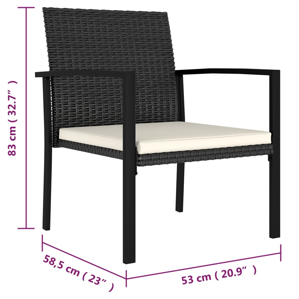 7-tlg. Garten-Essgruppe Poly Rattan Schwarz