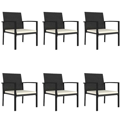 7-tlg. Garten-Essgruppe Poly Rattan Schwarz