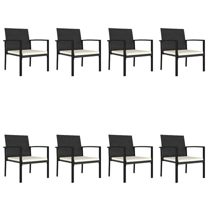 9-tlg. Garten-Essgruppe Poly Rattan Schwarz