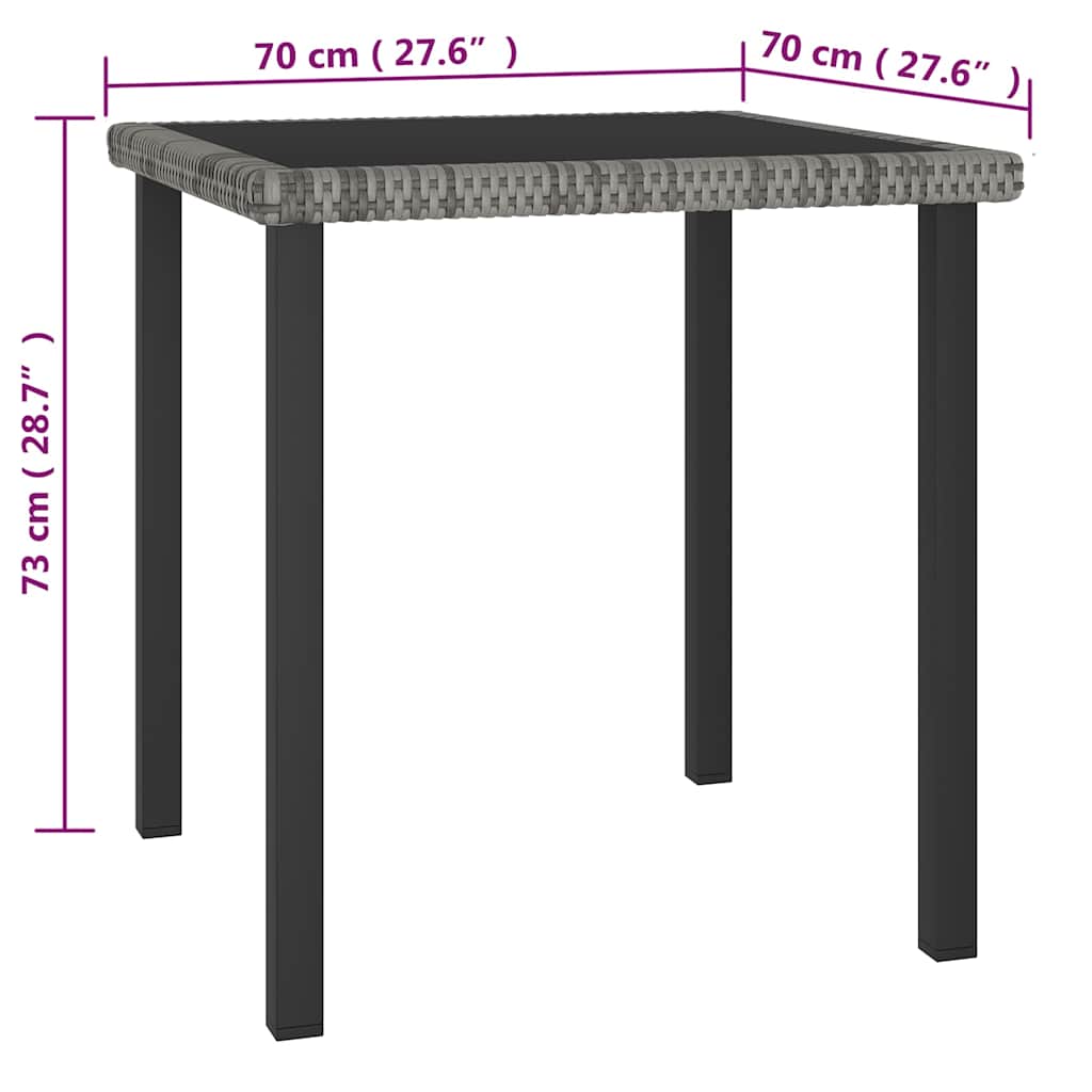 3-tlg. Garten-Essgruppe Poly Rattan Grau