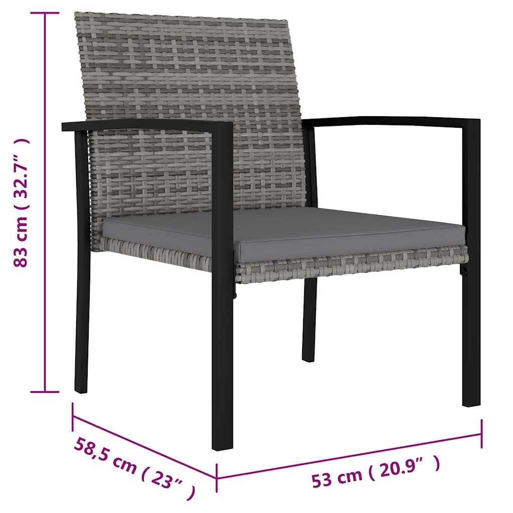 5-tlg. Garten-Essgruppe Poly Rattan Grau