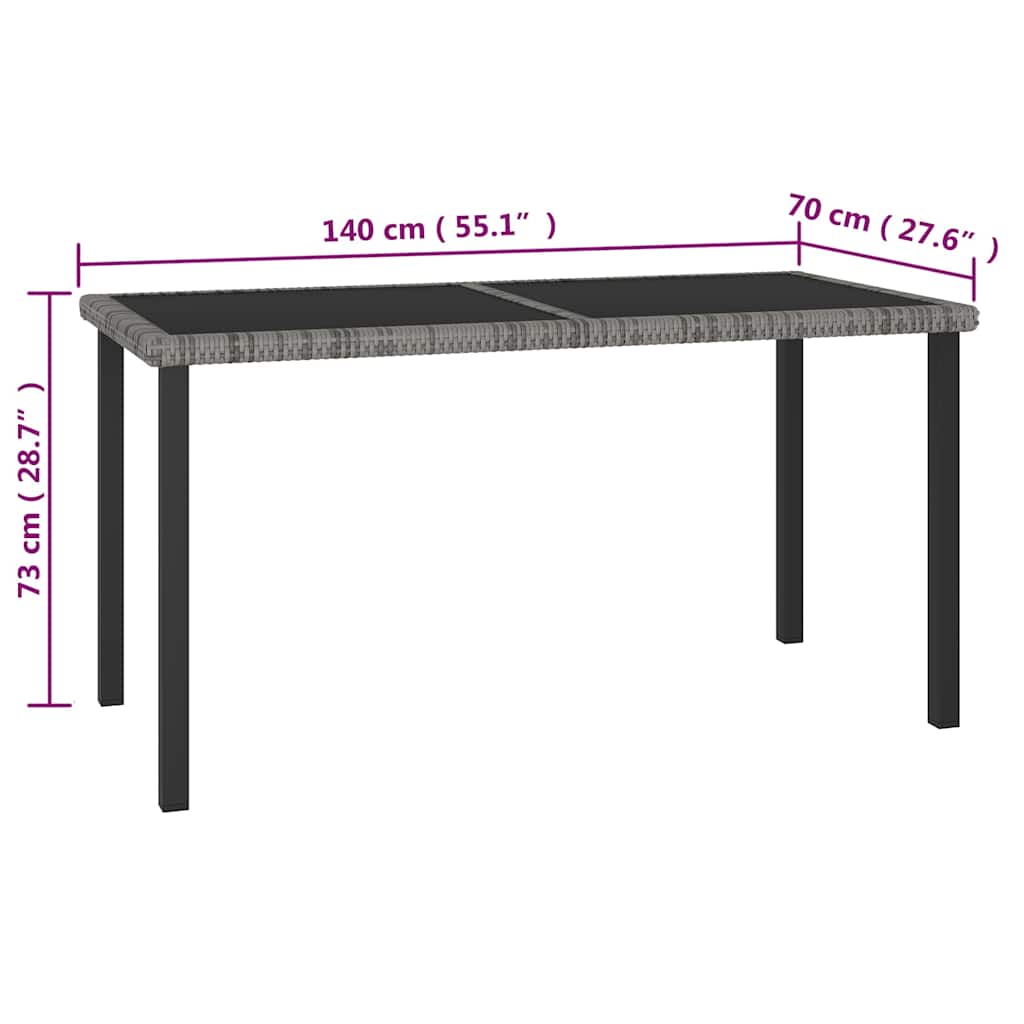 5-tlg. Garten-Essgruppe Poly Rattan Grau