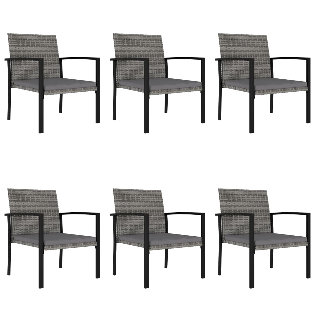 7-tlg. Garten-Essgruppe Poly Rattan Grau