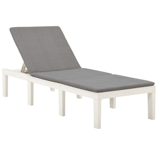 Chaise longue avec coussin en plastique blanc