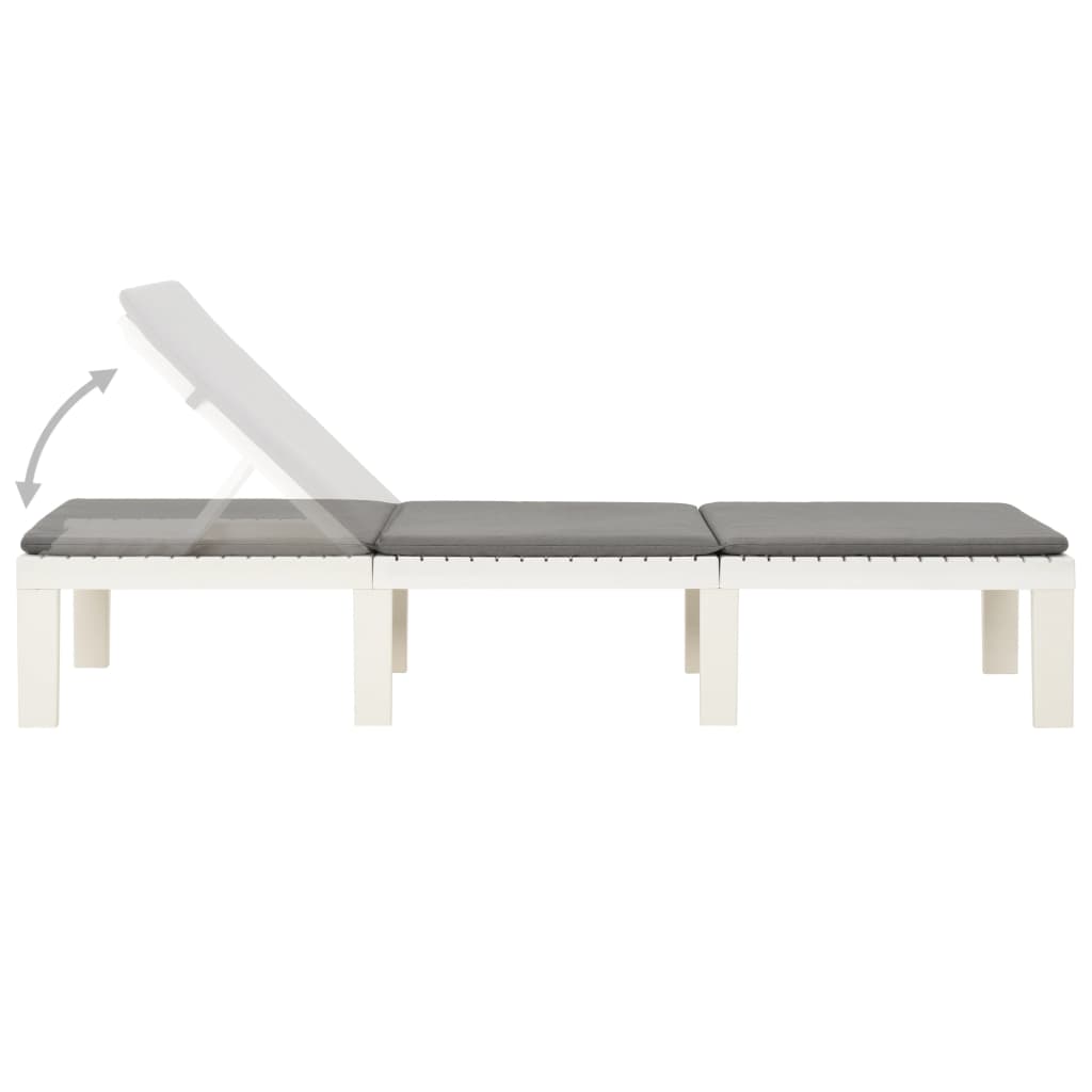 Chaise longue avec coussin en plastique blanc
