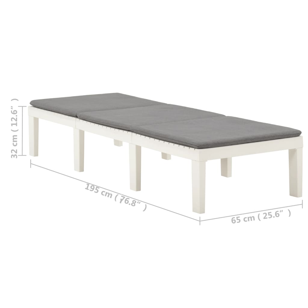 Chaise longue avec coussin en plastique blanc