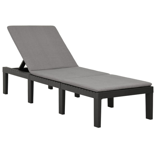 Chaise longue avec coussin en plastique anthracite